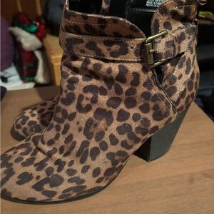 No Boundaries Brown Leopard Ankle Boots